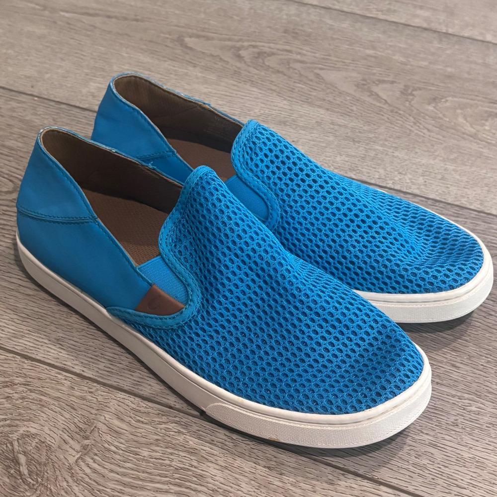 OluKai Pehuea Slip On Sneakers Womens 9 Blue Mesh Drop-In Heel Casual Shoes